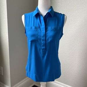 Ann Taylor Sleeveless Collared Top - Blue